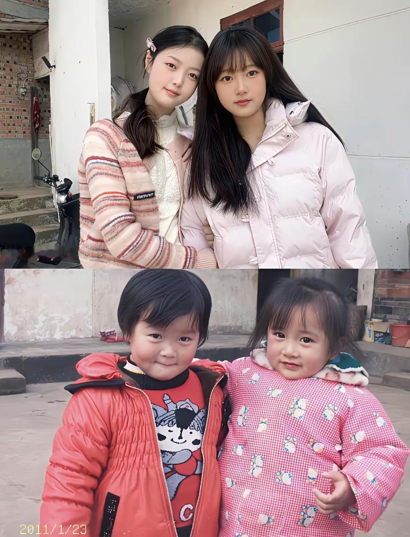 同样的两个人，时隔十五年。事实证明！小时候长得好看的，长大后依然好看。