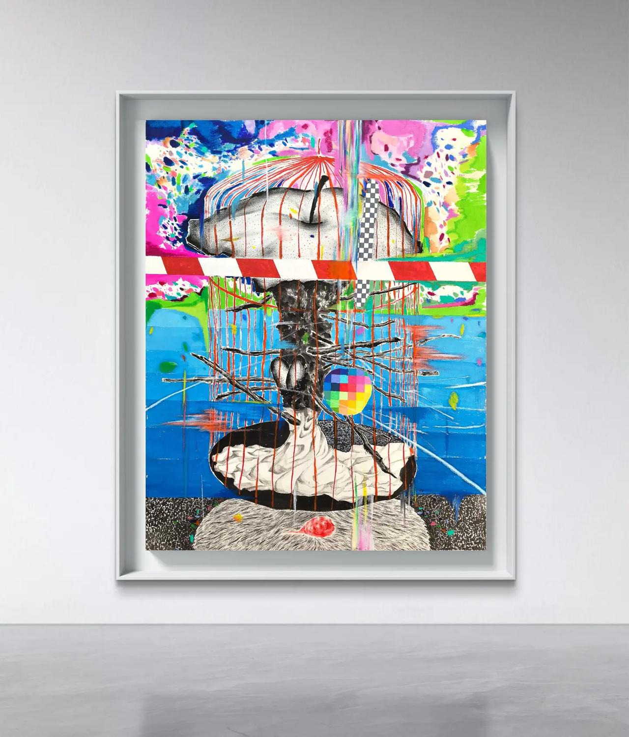 作品《牢笼》一。牢笼1，纸本综合材料，120×97cm，2026。艺术 艺术在 
