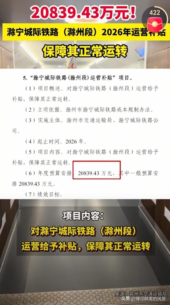 看样子一般的城市真的支撑不起来地铁啊，滁州今年又补贴了2亿元支持地铁运营，它可是