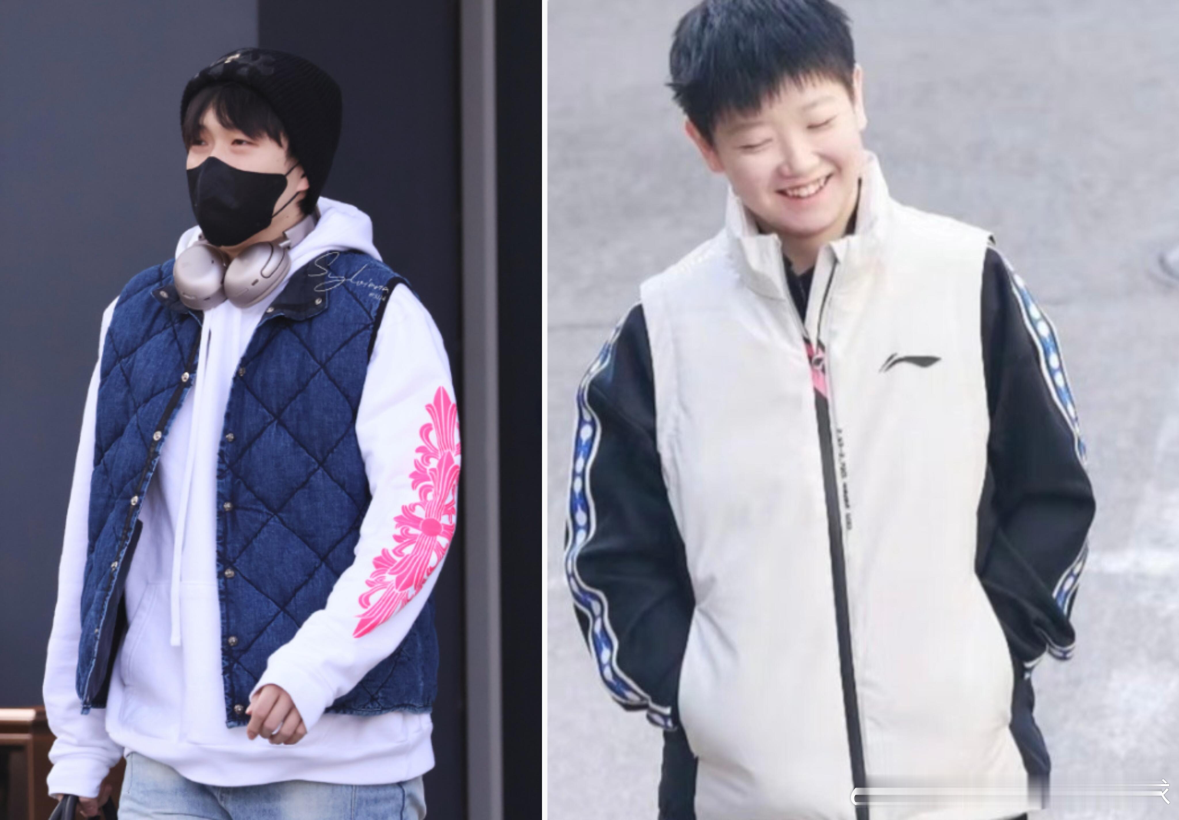 两个穿马甲的小朋友