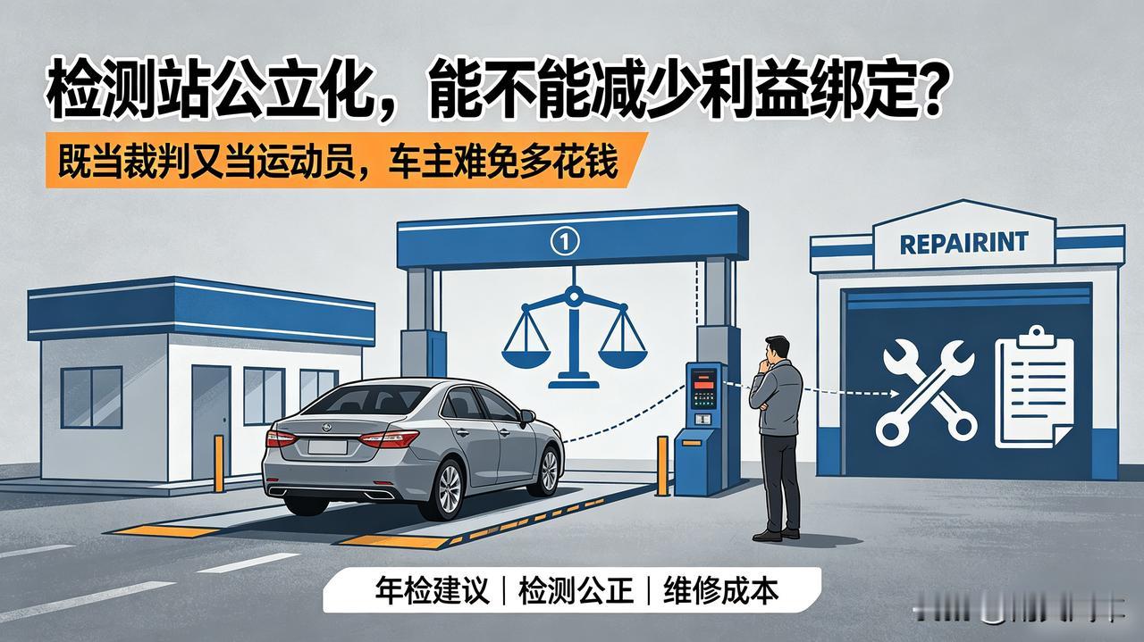 取消年检我不敢想，但我强烈建议：把检测站弄成公立的，别承包给私人。

现在这种既