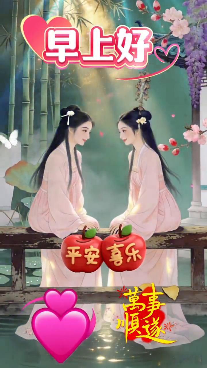 早上好，万事顺意。
独倚残栏望落霞，腿孤难支旧木斜。
历微光穿竹影，椅空犹记昔年