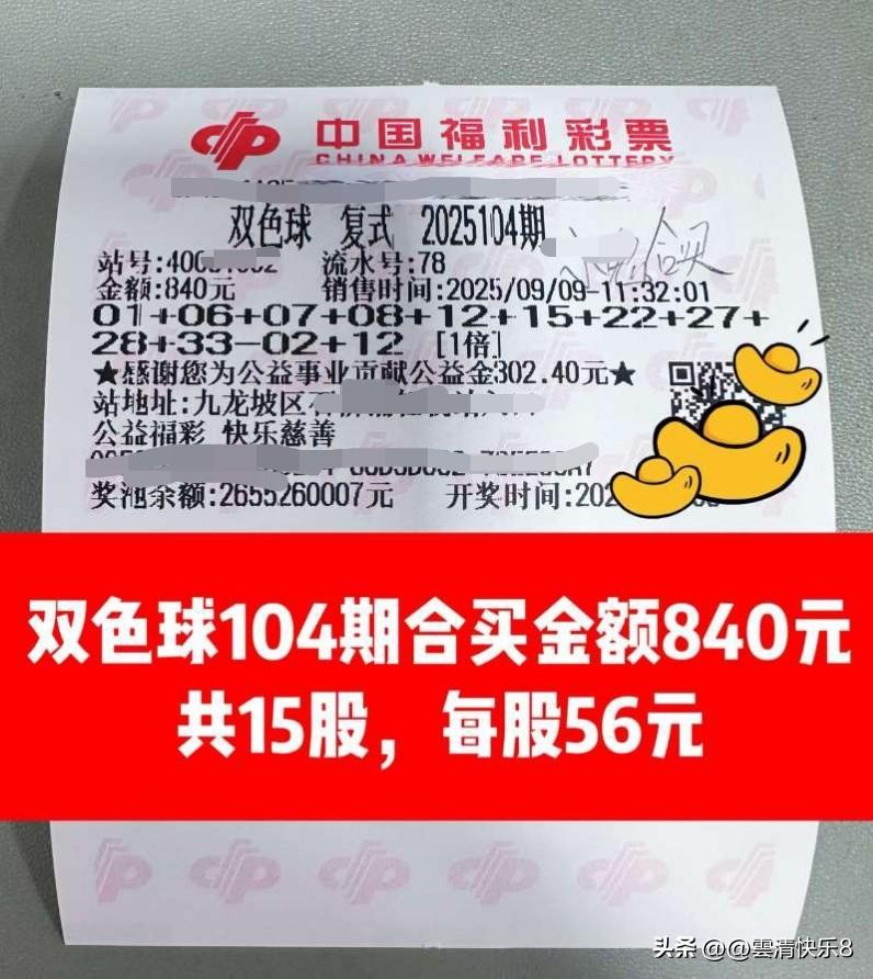 快乐8连打八期毛都没得，今晚合买一期双色球晒一期试试