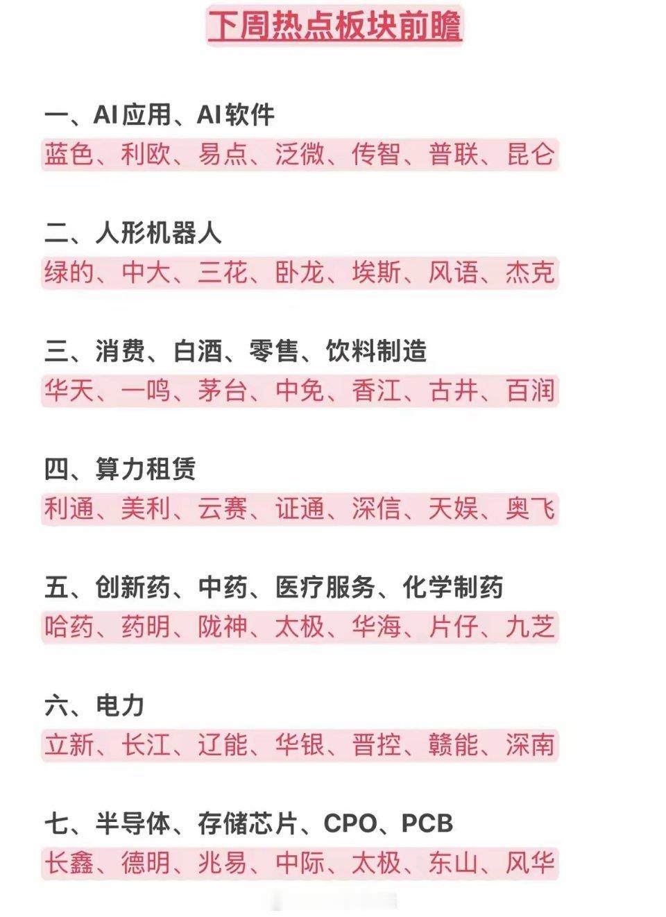 下周热点板块前瞻：AI、人形机器人、消费、算力租赁等下周热点板块可太有看头了。A