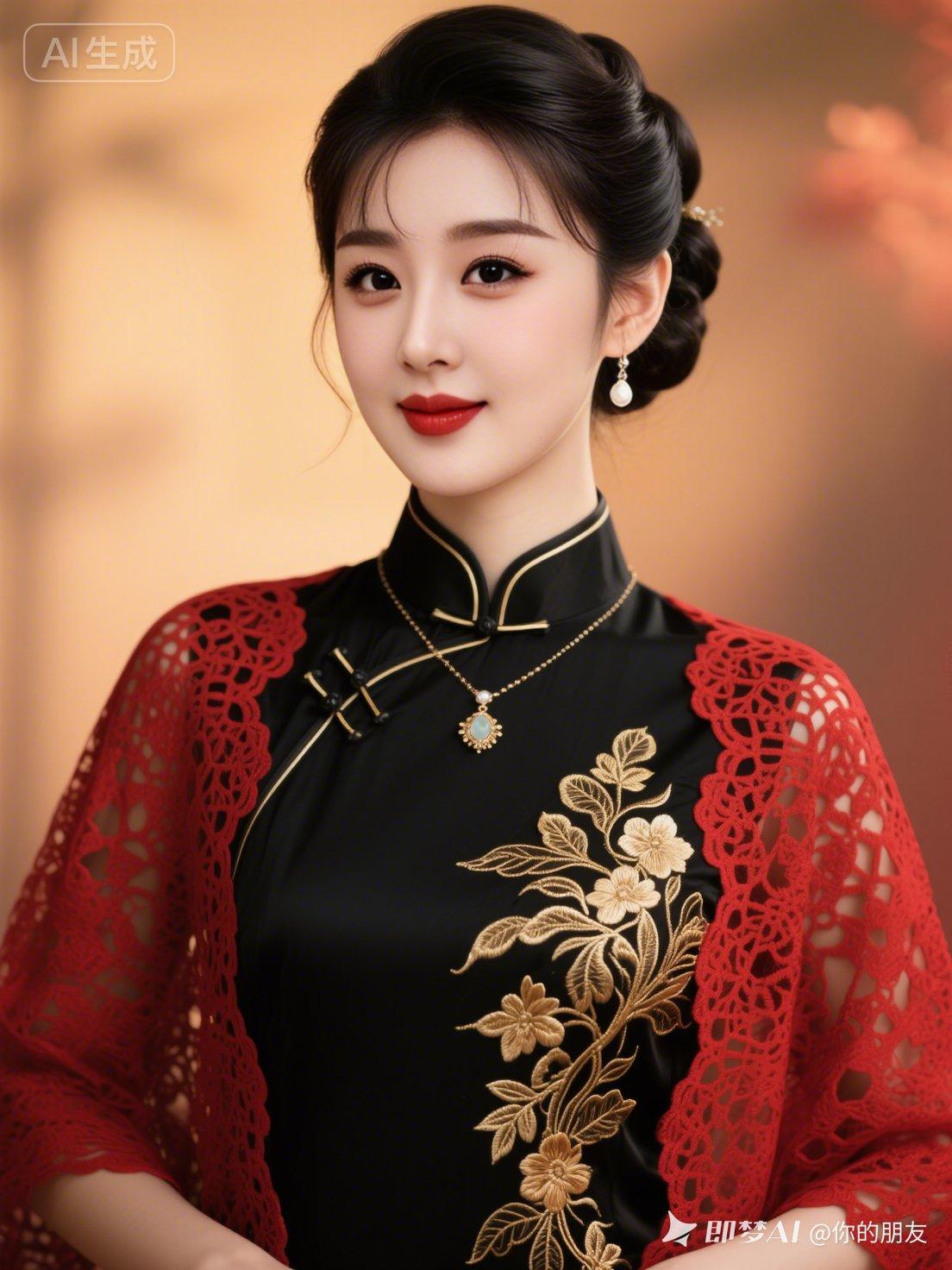 优雅黑金旗袍，尽显东方古典美！🌸✨