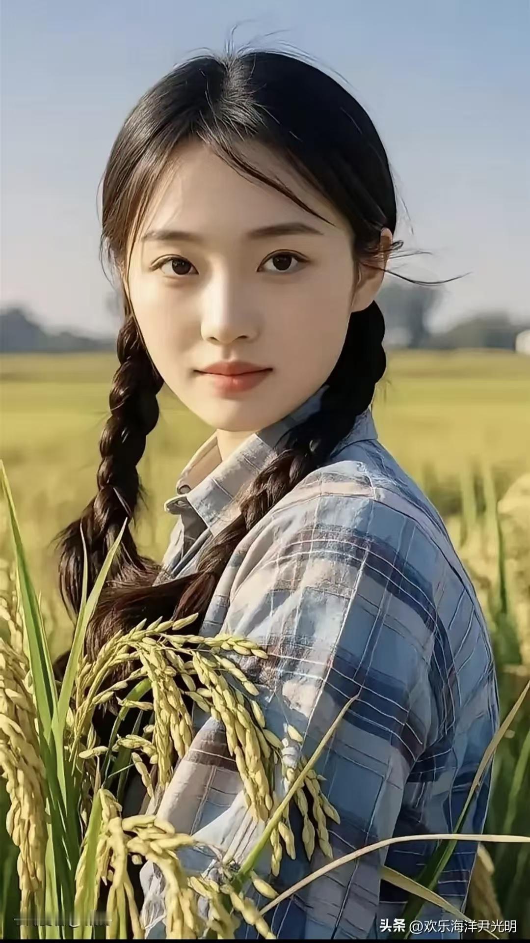 塞鸿秋·秋田稻韵
金波稻浪秋光漾，
平畴独立熏风爽。
垂穗凝露清姿盎，
疏云拂袖