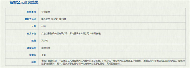 近日，国家电影局发布关于2024年5月下全国电影剧本（梗概）备案、立项公示的通知