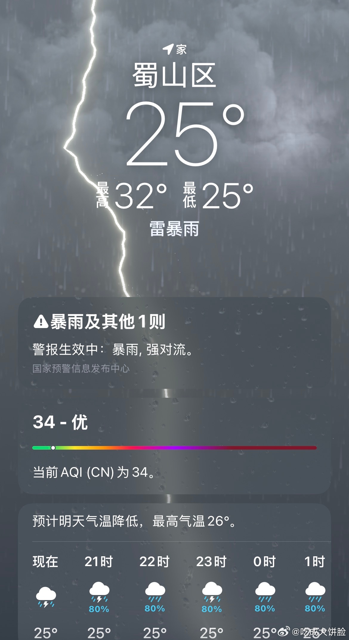 合肥的雷暴雨终究是下下来了…… 