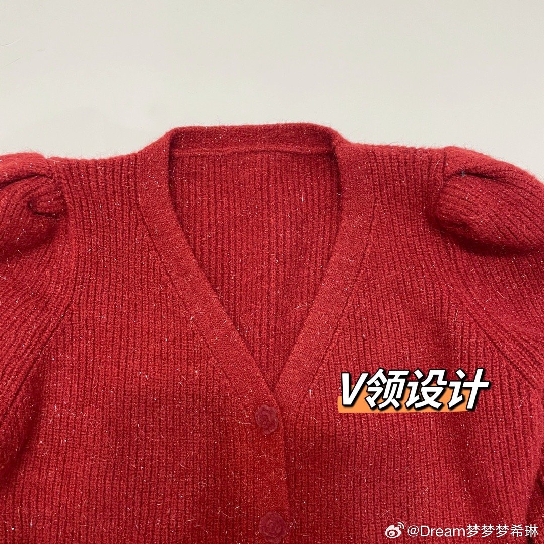 玫瑰🌹红毛衣细节图，绝美～ 今晚20：00开拍 ​​​