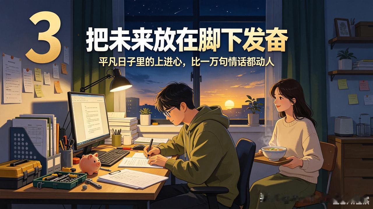 把未来放在脚下，平凡日子里的上进心，比一万句情话都动人。生活不辜努力的 平凡日子