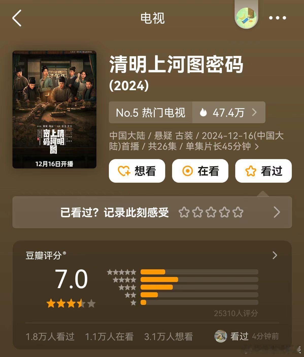 清明上河图密码豆瓣开分 《清明上河图密码》高分来袭！剧情紧凑刺激，画面绝美，人性
