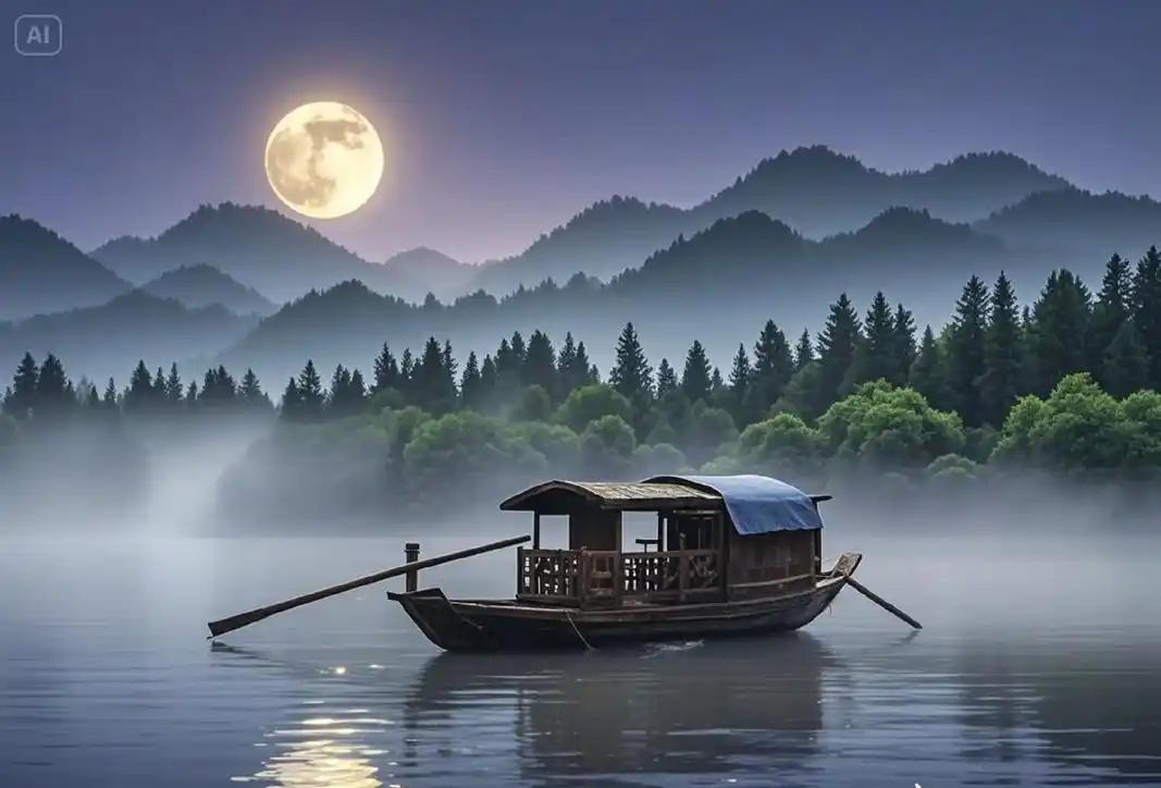 上联：夜泊横舟斜枕月；
------仄仄平平平仄仄
下联：？？（小林邀友赐对）