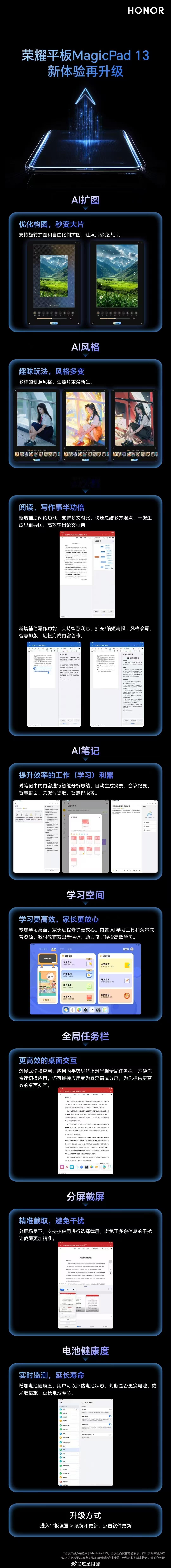 更新了！耀子平板MagicPad13体验再次升级[努力]AI功能增强，高效全局任