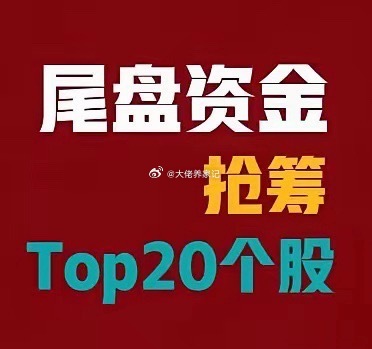 2026年9月22日，A股尾盘最后30分钟资金抢筹前20名：1、领益智造，尾盘净