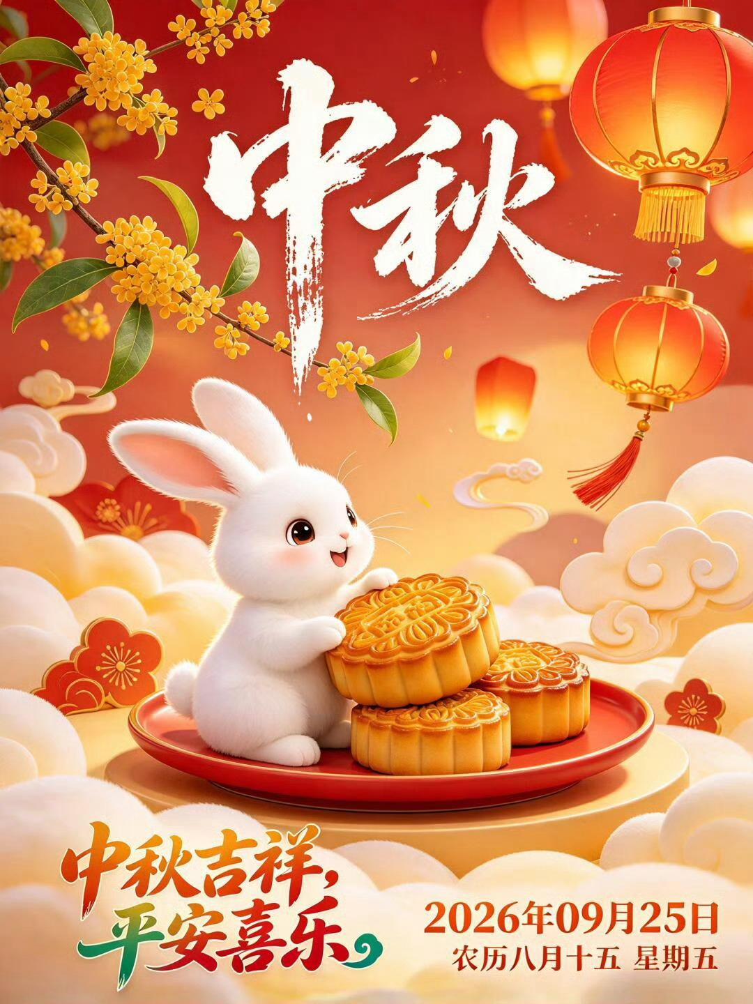 祝福各位：中秋吉祥  平安喜乐  阖家安康[祈祷] ​​​