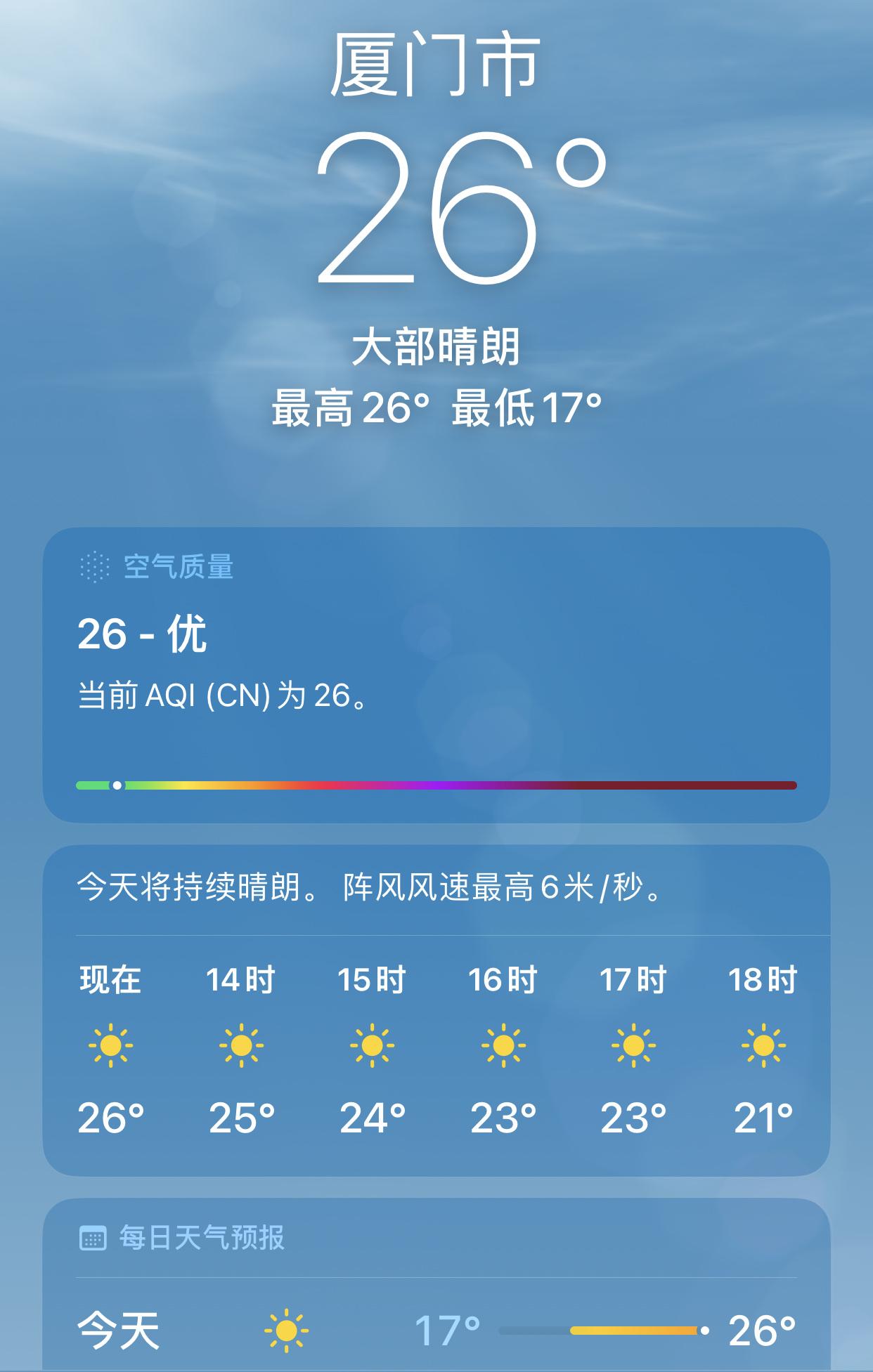 大冬天厦门气温达到26度你能信？
别人在北方冻得缩脖子，我们在厦门热得脱外套。早
