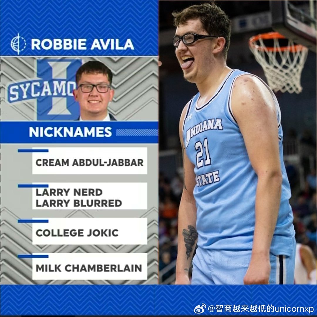 Robbie Avila外号合集，其中最出名的是早期的“NCAA约基奇”以及后期