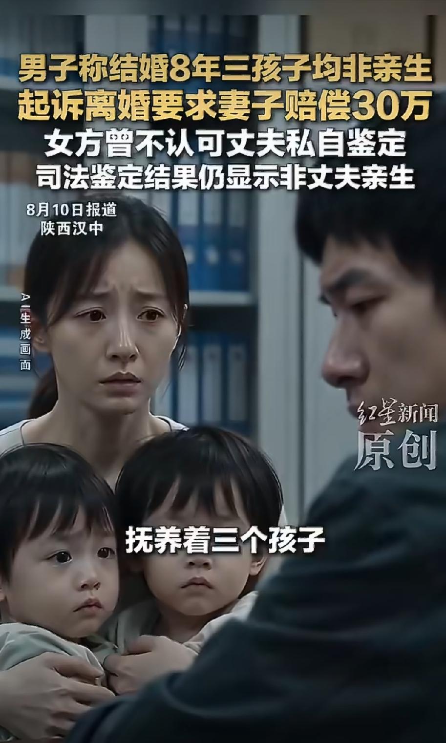 看得让人心疼。

陕西韦先生结婚八年，亲手带大的三个女儿，竟然全都不是他亲生的。