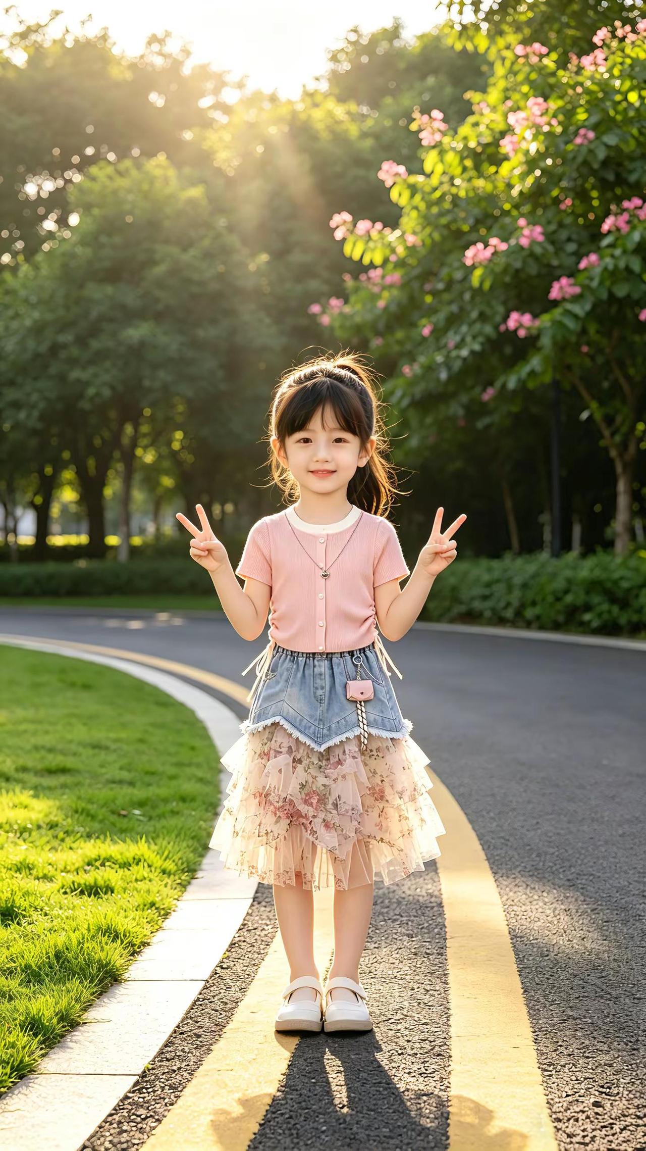 春日女童清新穿搭✨。宝贝上身超好看！简约百搭版型，面料柔软亲肤，透气不闷汗～户外