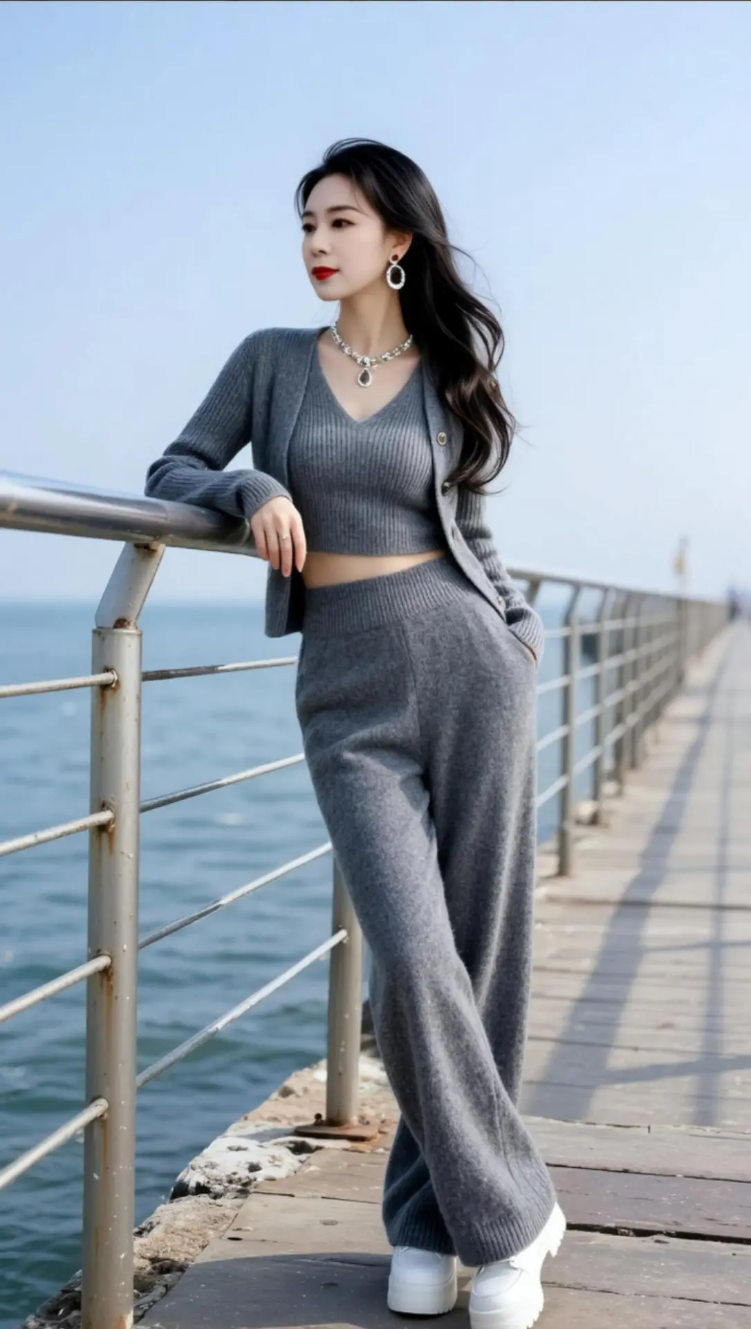 AI海畔休闲照 ai创作