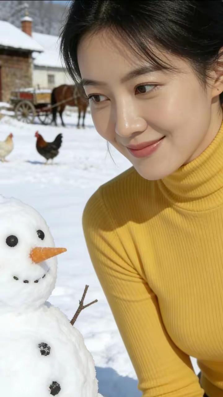 雪人与美女！
与它对视，仿佛听见雪落的寂静与内心的回响。
它不言不语，却让银装素