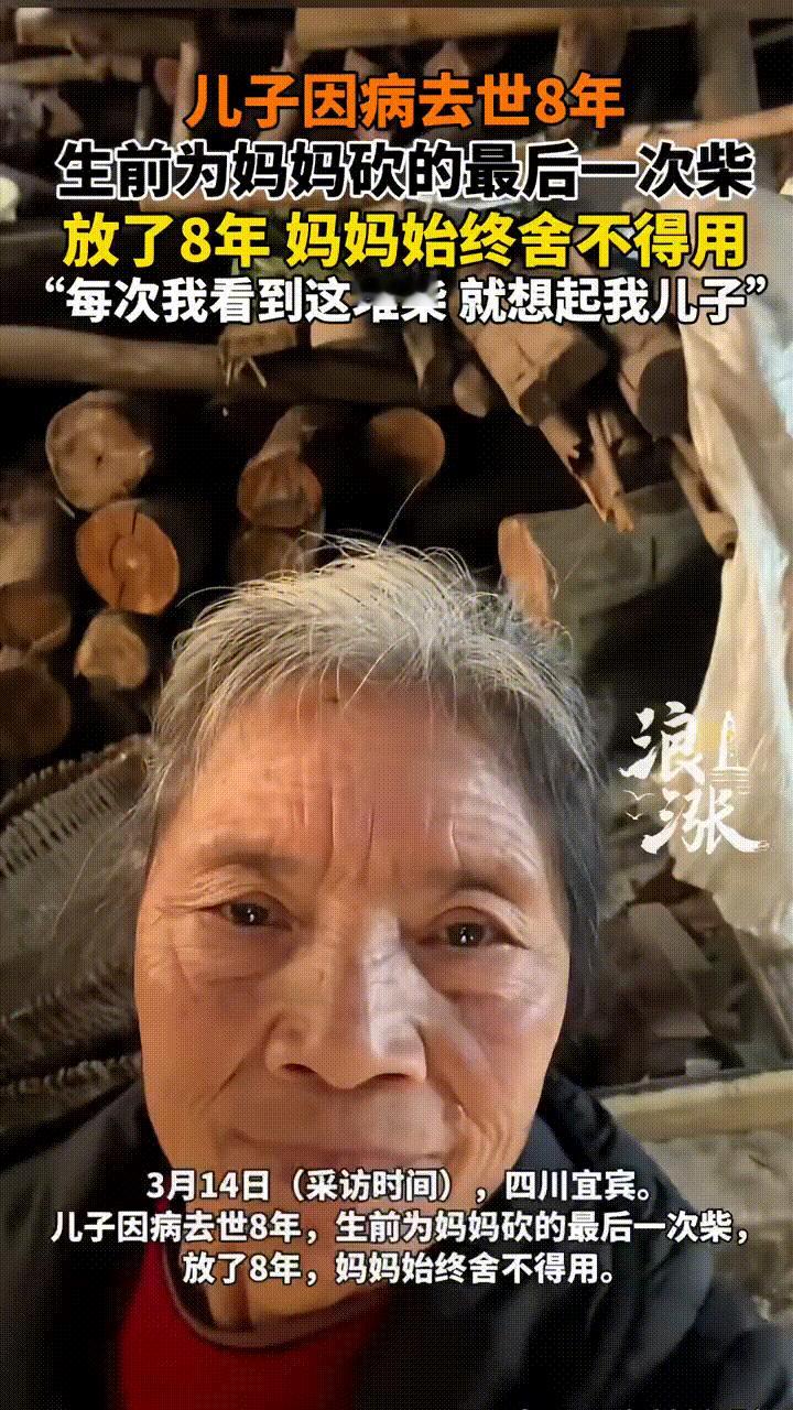 一堆柴，放了八年，妈妈舍不得烧一根，看完真的破防了。
 
        八年前