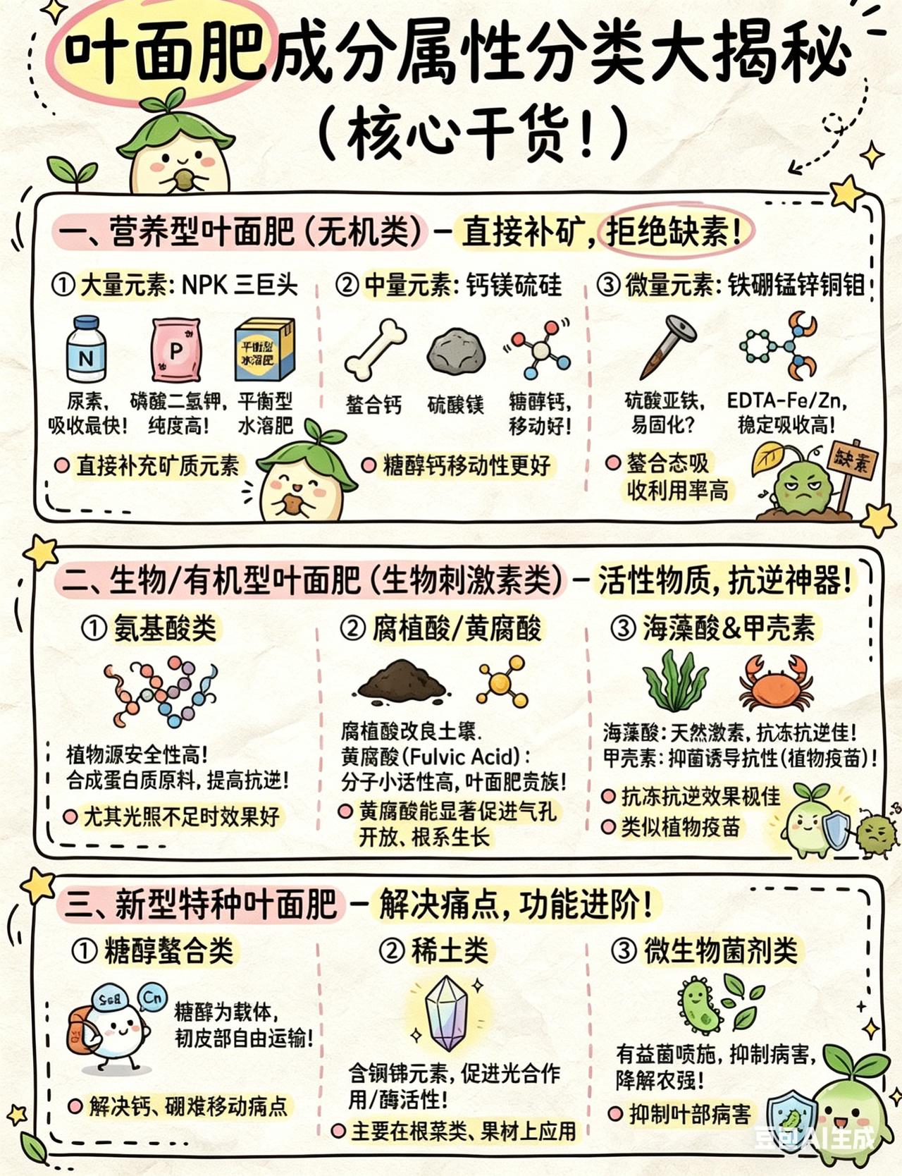 叶面肥怎么选？这3类常见又好用，吸收快、见效猛！
根施肥料太慢，作物缺素等不及？