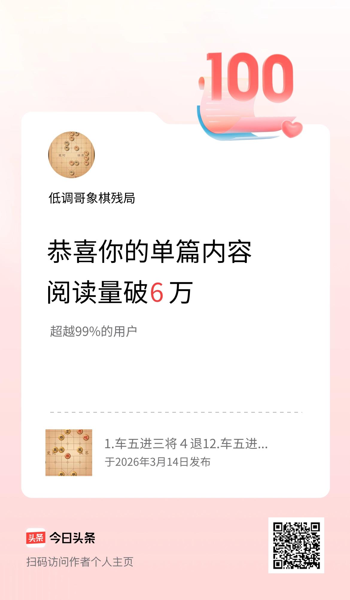 单篇内容获得阅读量破6万啦！