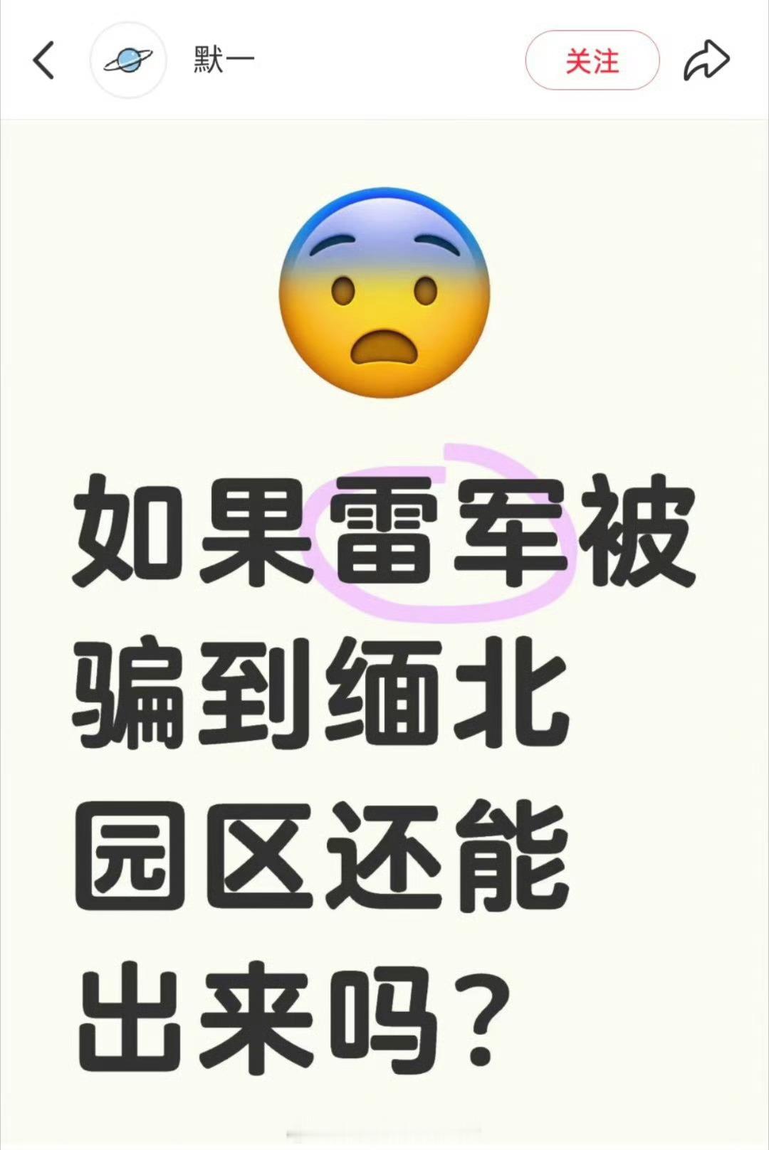 这就恶意了，雷总不可能被骗到缅北，你看看雷总的身份，真去了会有大事儿。 