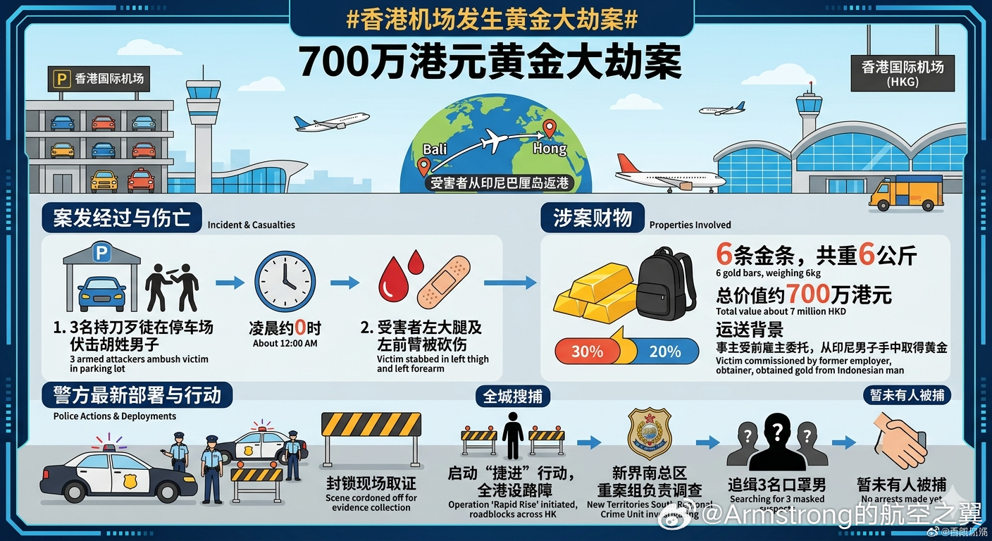香港机场发生黄金大劫案 由于近期国际金价持续震荡且总体处于历史高位，涉及黄金、贵
