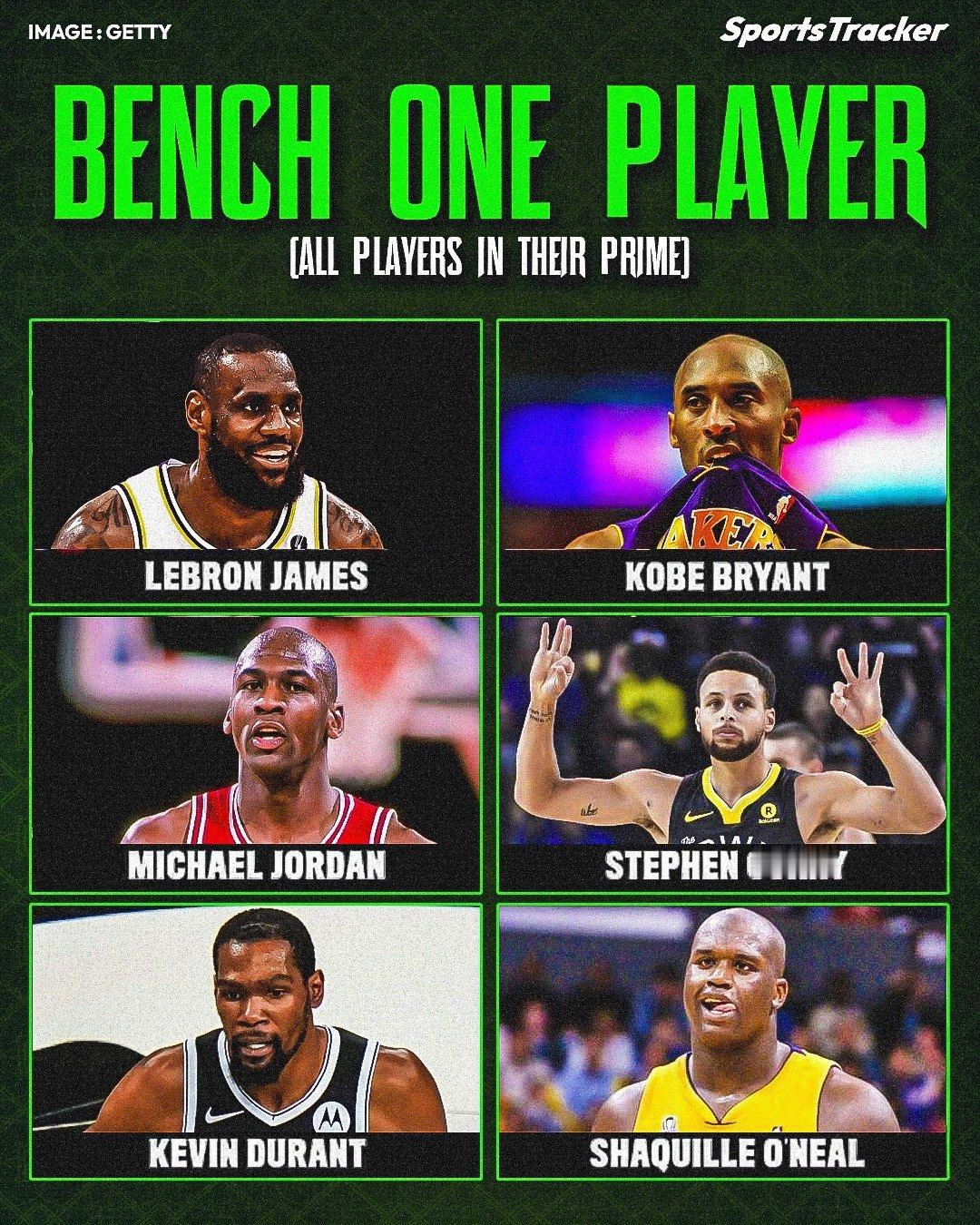 6选1！所有球员均处于巅峰状态，让一名球员坐冷板凳，怎么选？
勒布朗·詹姆斯
科