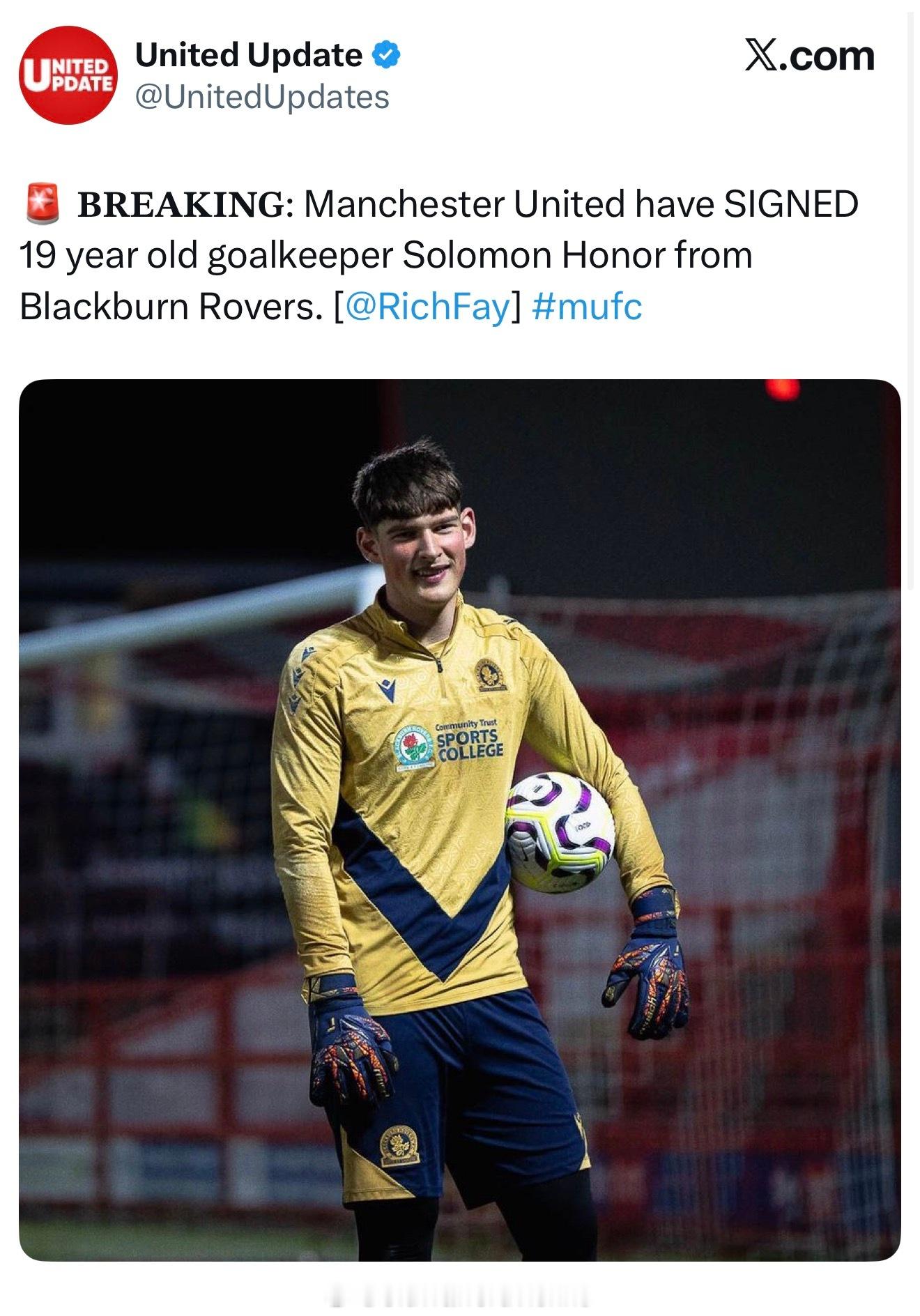 曼联签了个年轻门将，冬窗有引援了？