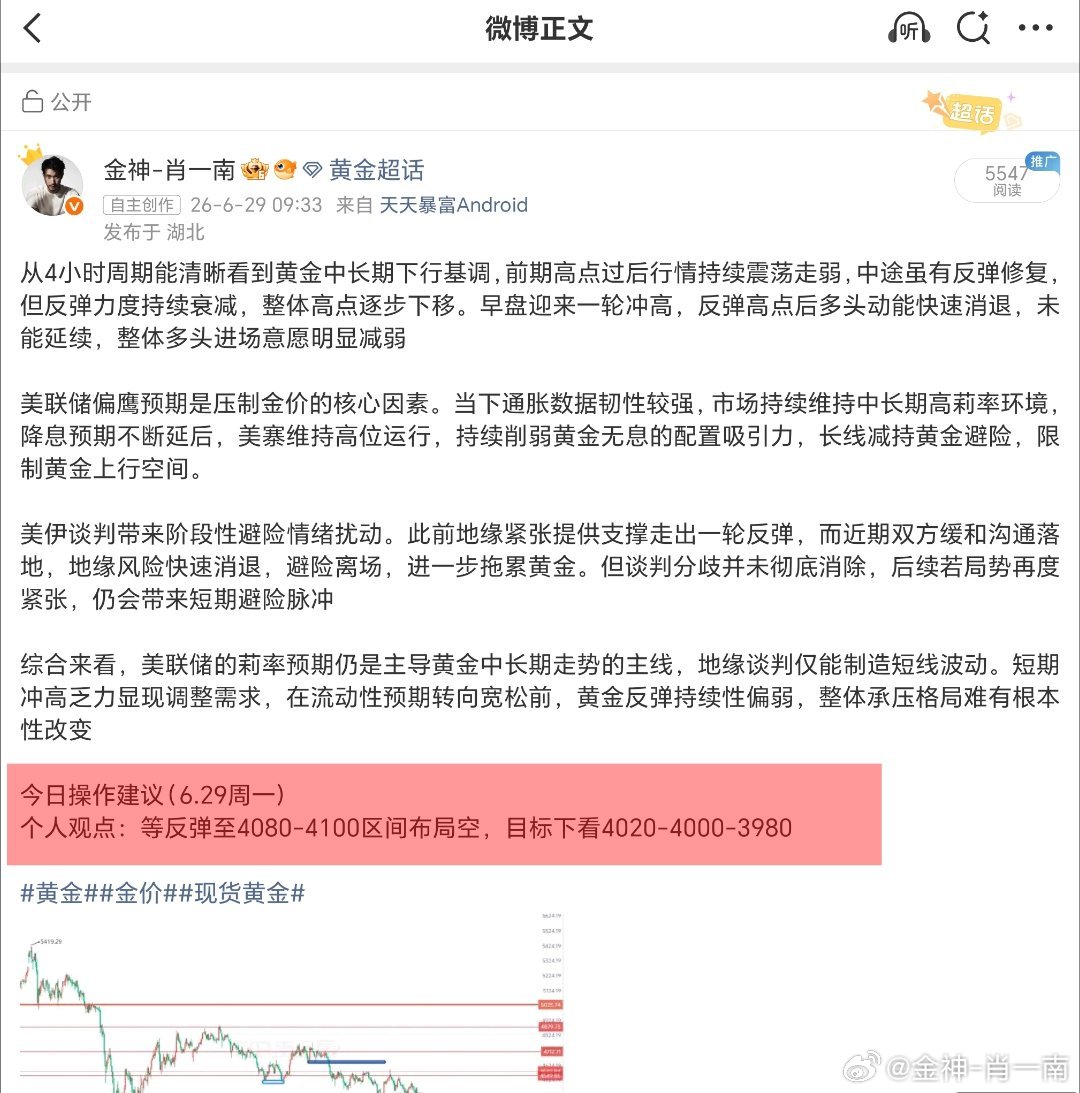 趋势真的很明显，策略真的很精准10分打7分，还有3分留着晚上继续下跌黄金金价现货