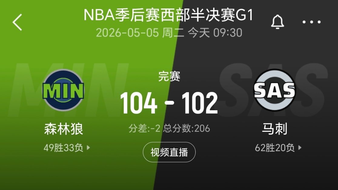 文班亚马11分15篮板12盖帽！马刺惜败森林狼！森林狼vs马刺nba季后赛