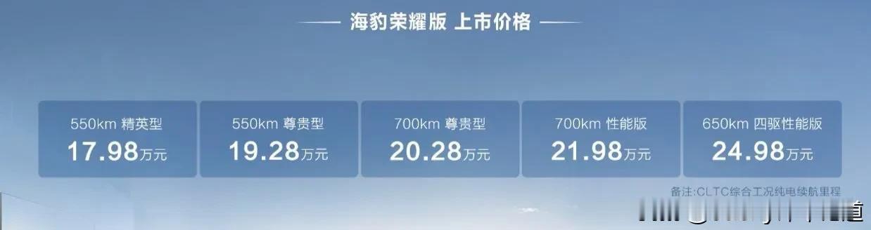 继续卷，比亚迪海豹荣耀版上市，17.98万元起！这可是纯电B级车都这个价了吗？当