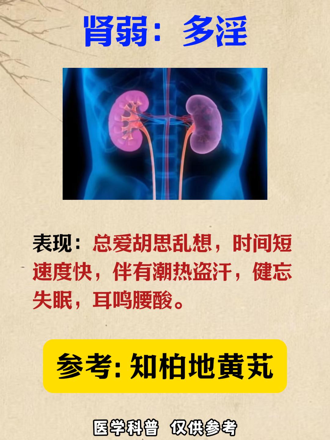 肾弱者多淫、脾弱者多短、心弱者失眠 、肝弱者多屁！

1.肾弱者多淫——参考:知