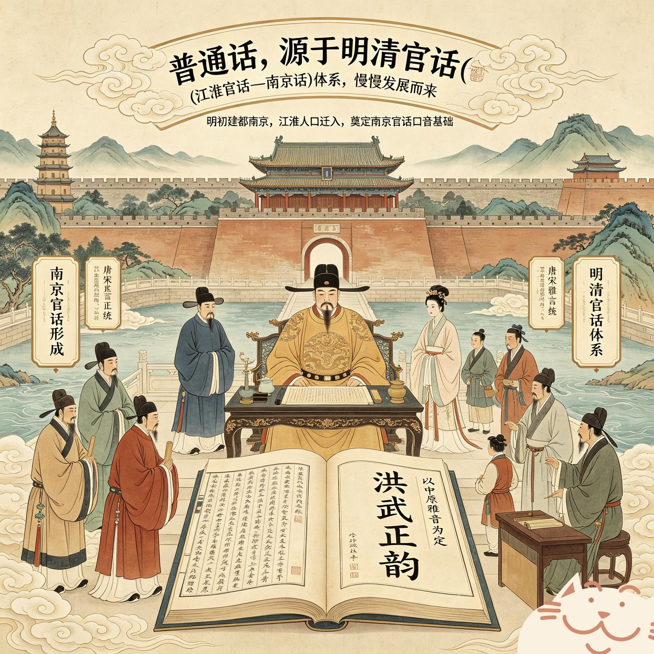 明朝官话(江淮官话--南京话)的形成，其实是政治意志与现实语音条件下，共同作用出