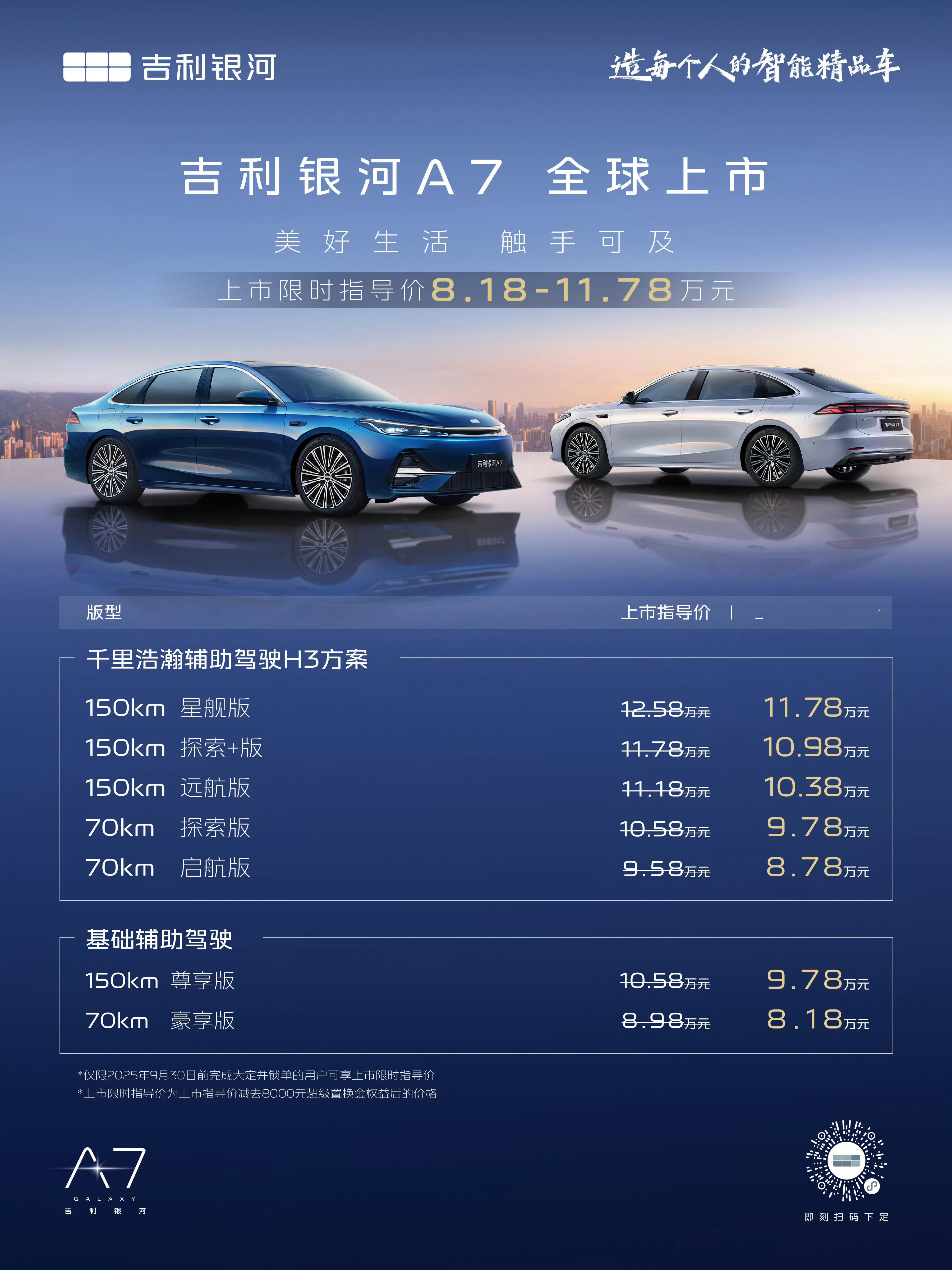 吉利银河A7正式上市，8.18~11.78万元，价格太残暴了[裂开]同级新能源里
