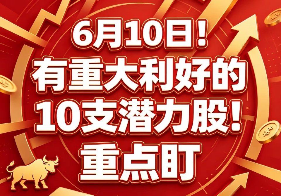 6月10日前瞻：十大利好潜力股梳理 重点关注6月9日收盘后，多项产业事件、公司公