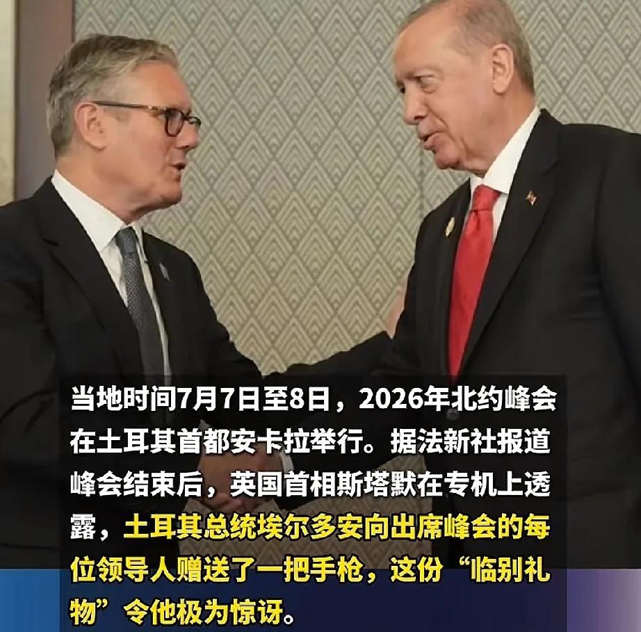 埃尔多安给每位北约领导人都送了一把刻有名字的左轮手枪！墨茨收做国礼，斯塔默却是直