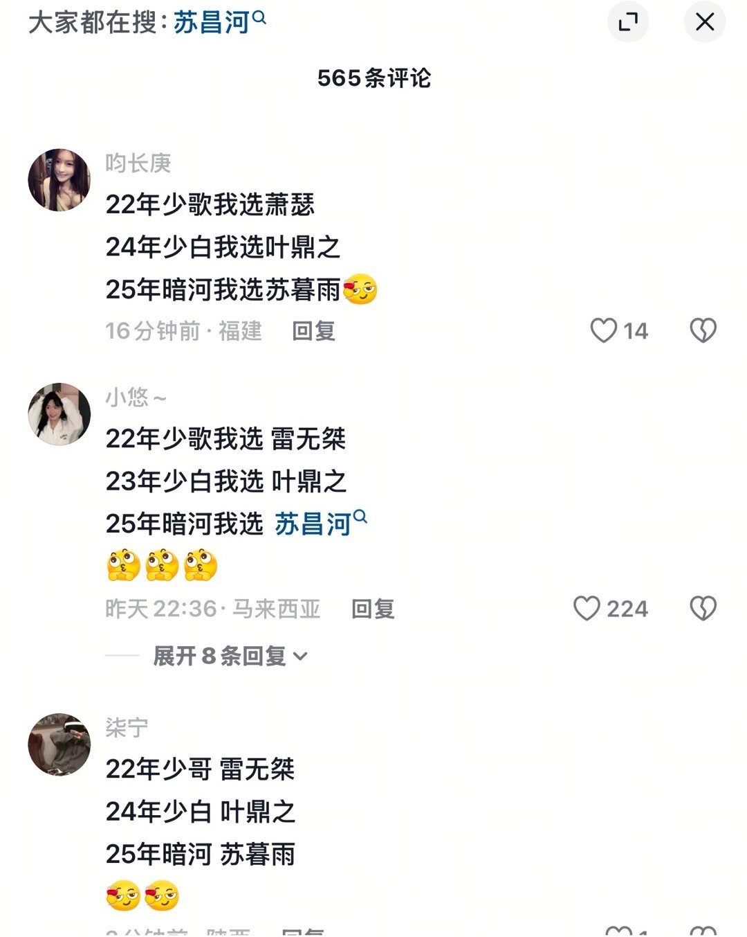 光看这个评论区就知道周木楠的少年江湖系列确实很群像，少歌和少白都是选男二或者其他