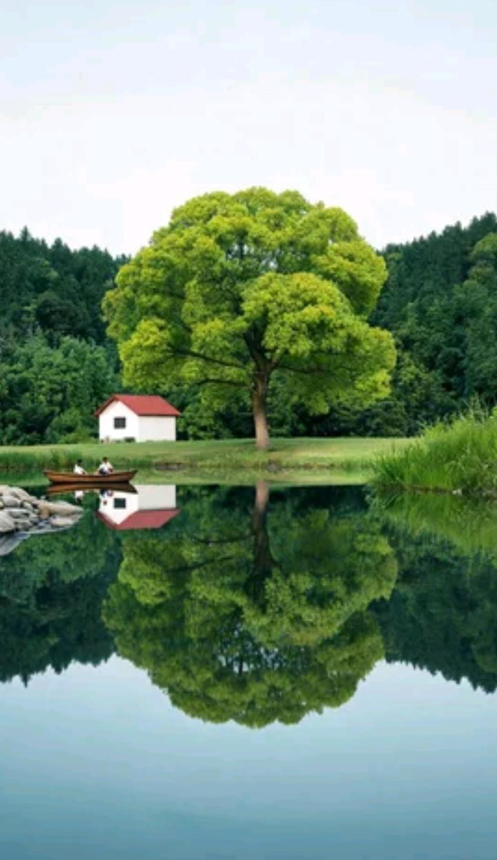 湖面平静，倒影美如画。分享一张最美的湖面照片 湖面风景影像 湖美景照