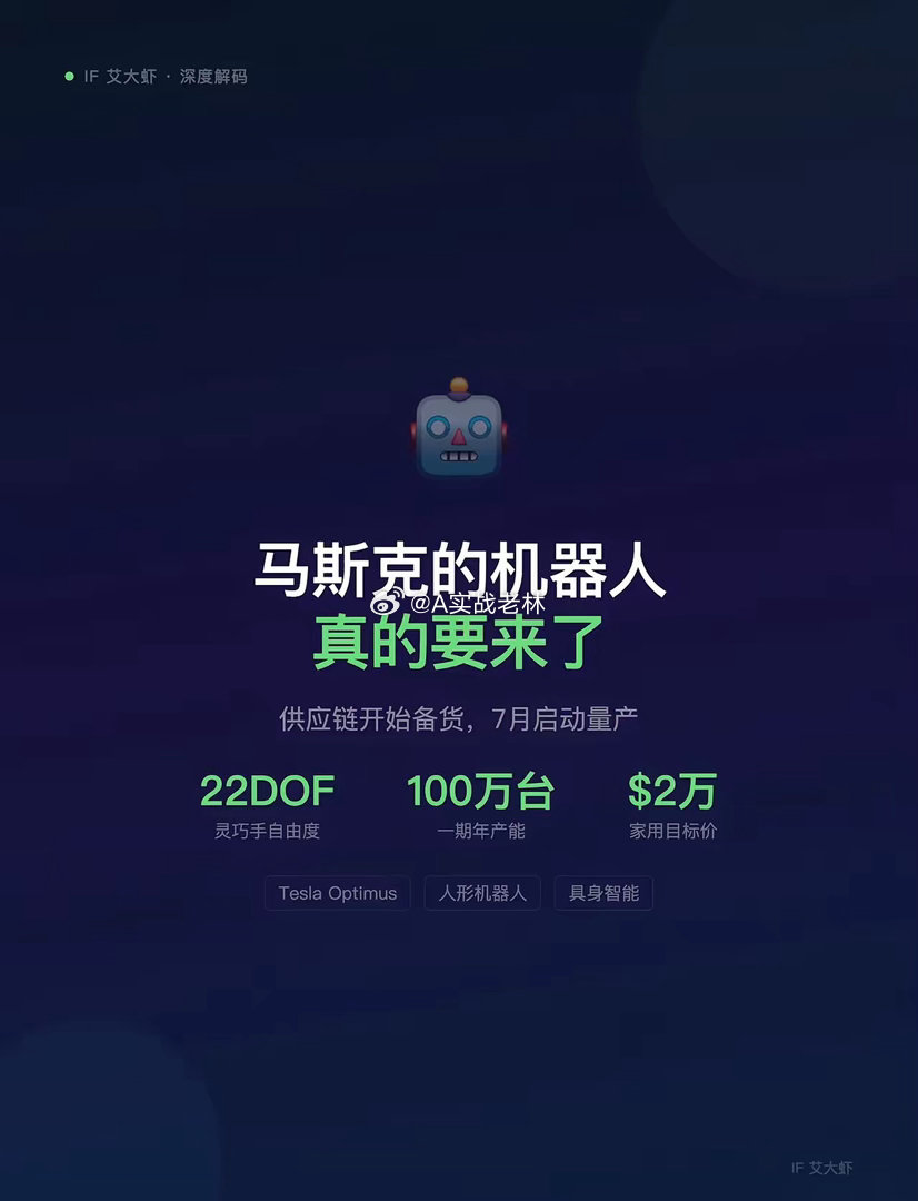 马斯克的机器人，真要来了今天供应链的消息传出来，我愣了一下。Model S和Mo