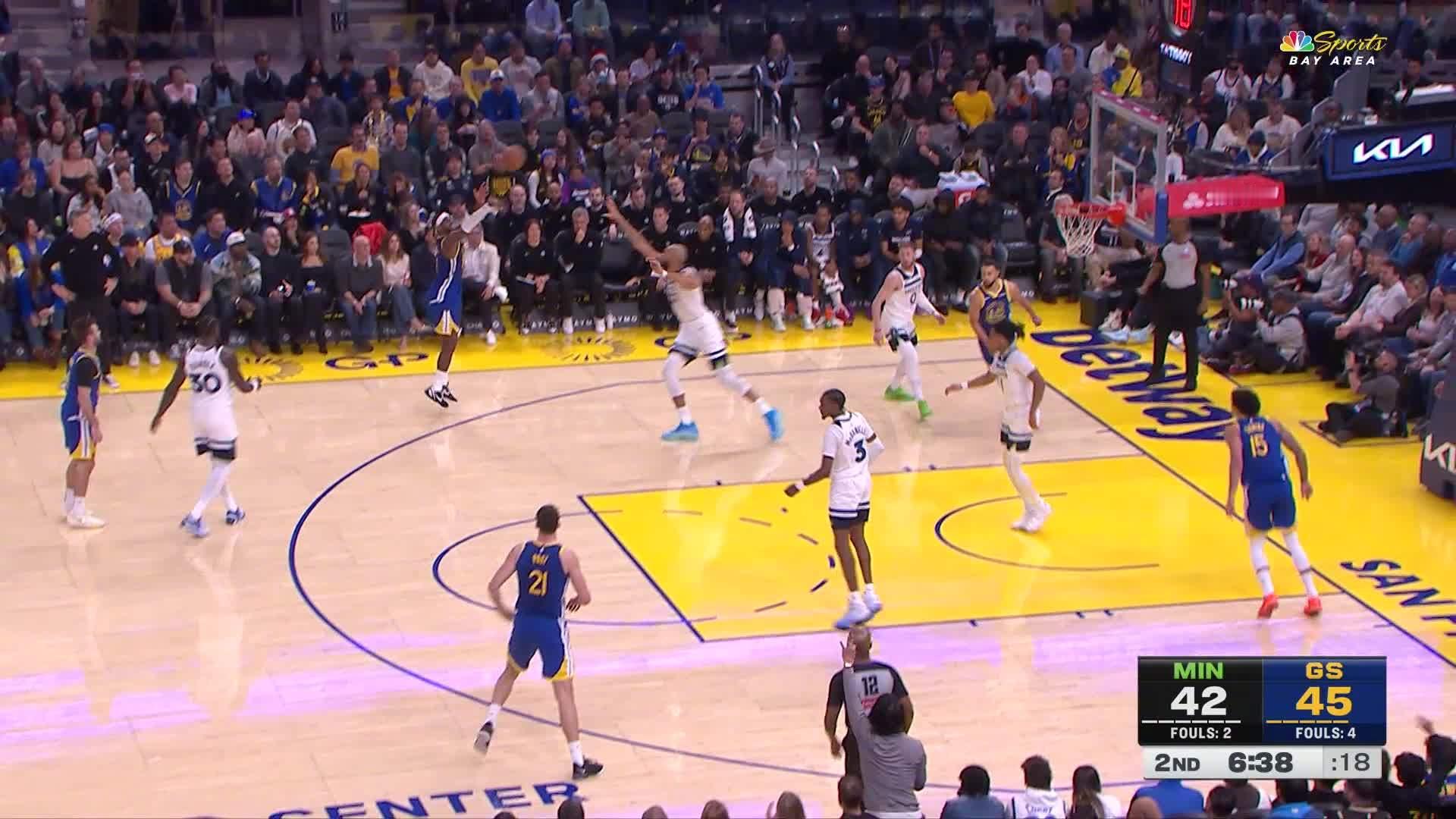 希尔德再中三分！森林狼vs勇士