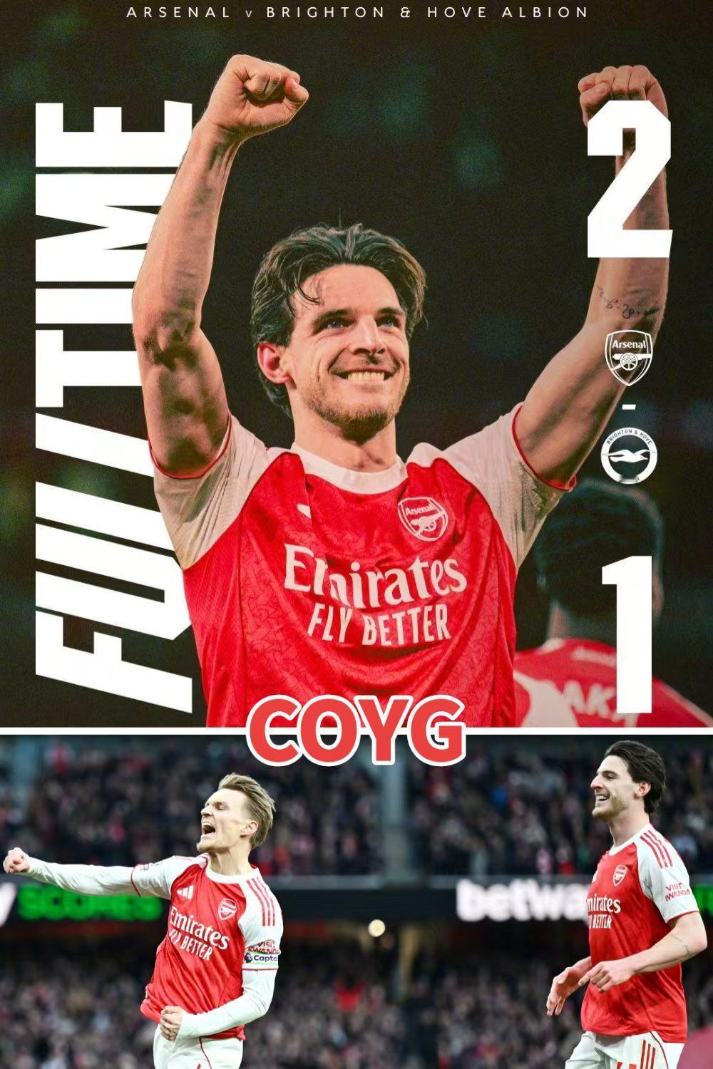 厄德高打入赛季首球，对方再送乌龙大礼。
从优势到紧张，浪费了不少机会，也很幸运再