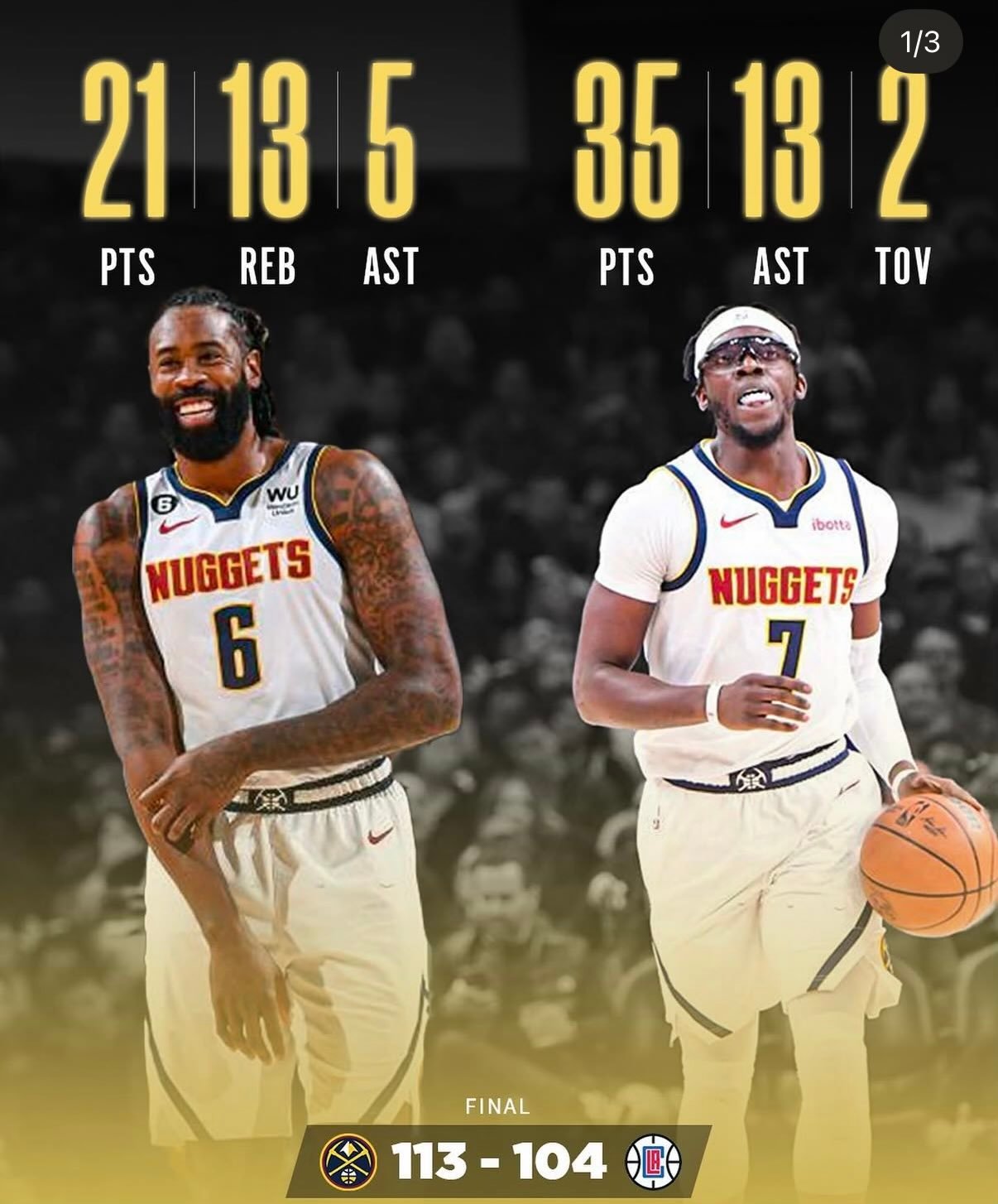 掘金这场球让我想到小乔丹+雷吉联手打爆快船的比赛…nba