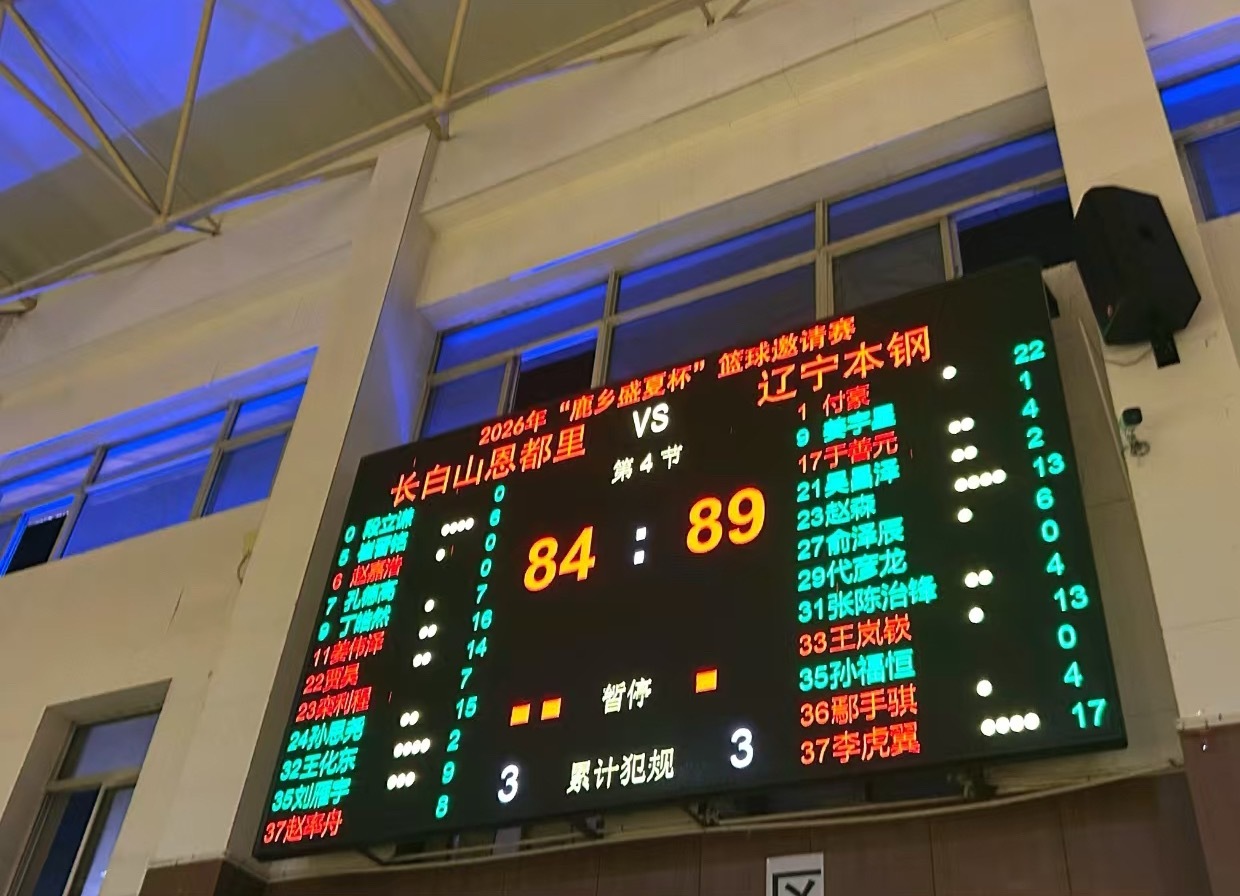 今晚热身赛辽宁队战胜吉林付豪得到22分，虎子17分，王岚嵚13分，赵森13分，大