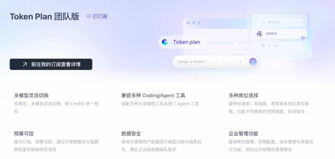 【阿里云上线团队版TokenPlan】刚刚，阿里云上线团队版 Token Pla