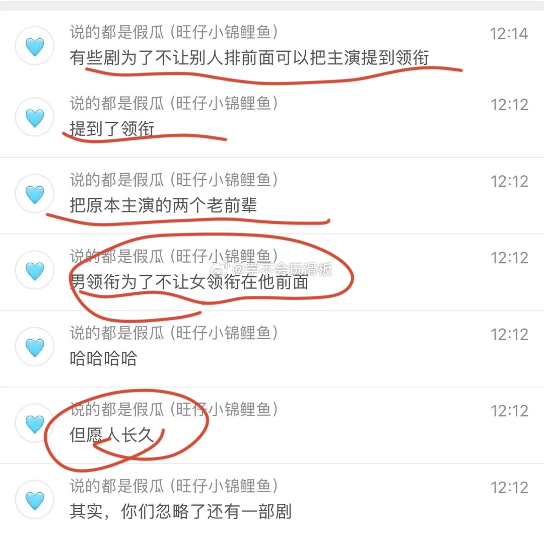 旺仔曝:疑似张晚意不愿意让《但愿人长久》沈月的番位排到第一，于是将原本是主演的: