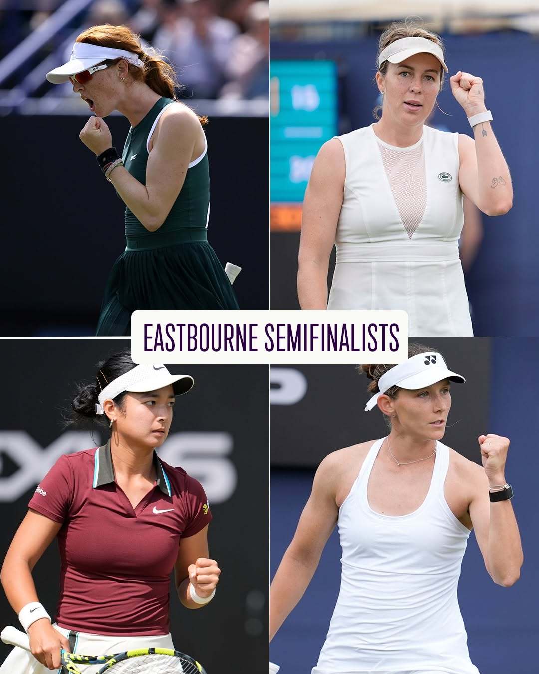 WTA250伊斯特本站四强阵容🌊乔恩特 vs 帕芙柳琴科娃[Q]伊埃拉 vs 